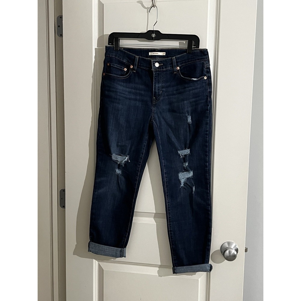 Levi's Boyfriend Jeans Womens Size 28/27 Classic Blue Wash Cropped Denim Pants